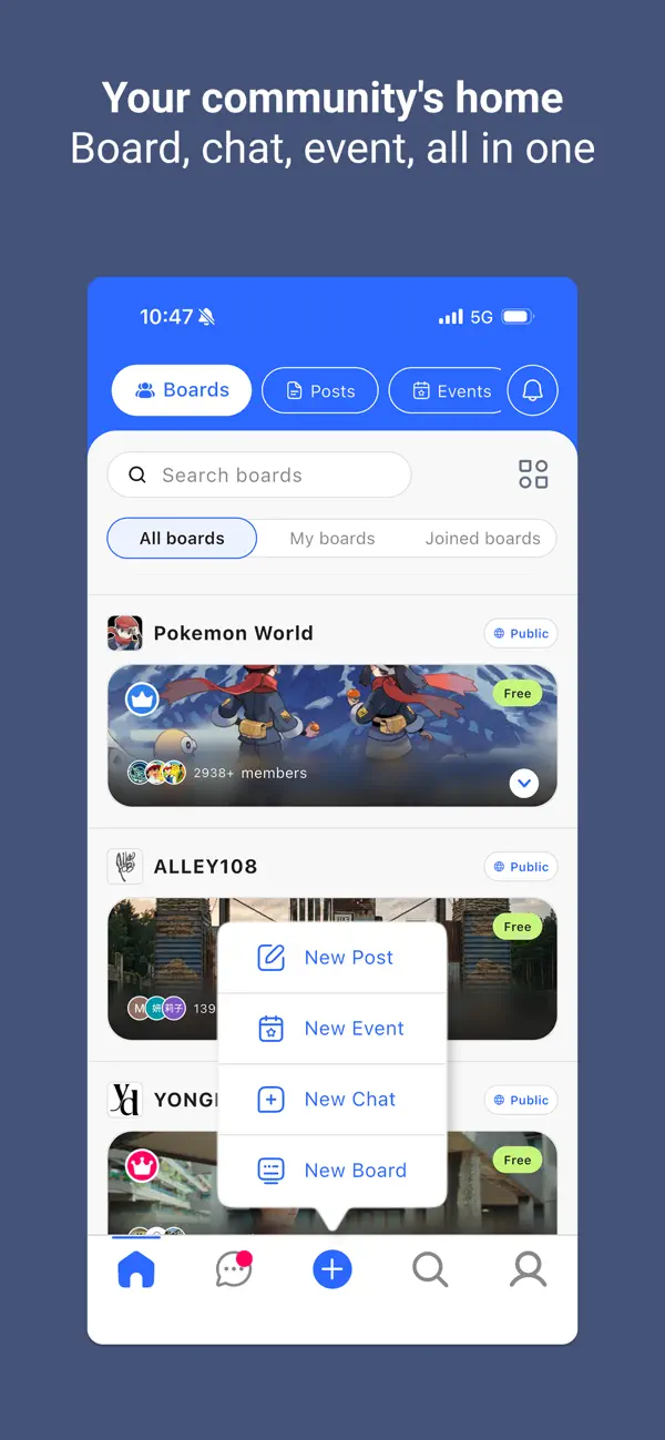 Screenshot #1 pour MOMO BOARD Community Super App
