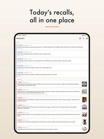 Recall Alert & Safety News iPad screenshot
