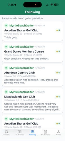 Golf Course Condition Reviews screenshot