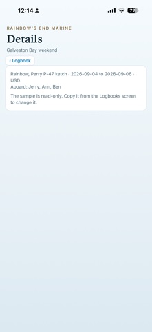 Rainbow's End Logbook screenshot