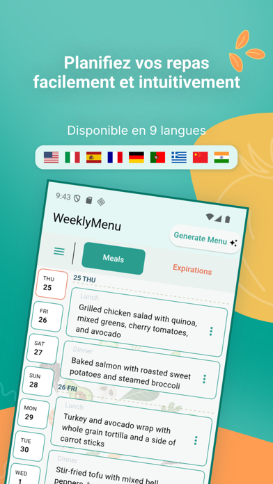 Screenshot #1 pour Weekly Menu