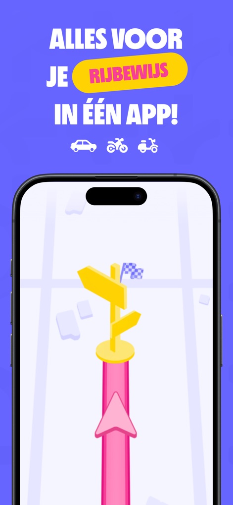 On My Way - The app provides a clear visual roadmap for users' driving education, showcasing support for car, motorcycle, and scooter licenses.