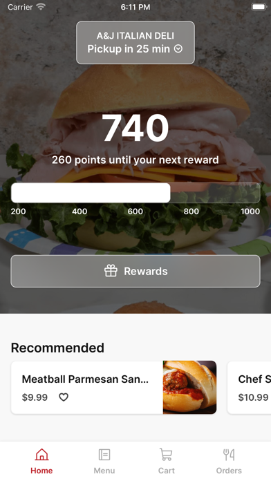 A&J Italian Deli app screenshot
