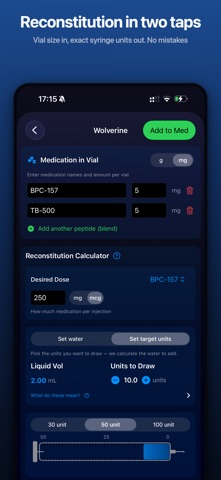 Peptide & TRT Tracker: OptiPin screenshot