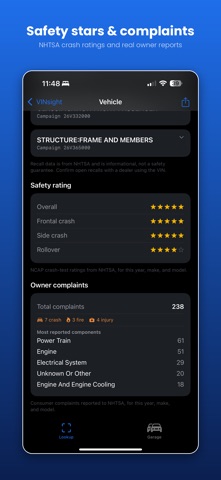 VINsight: Recalls & Car Specs iPhone screenshot