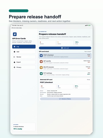 API Error Note Cards iPad screenshot
