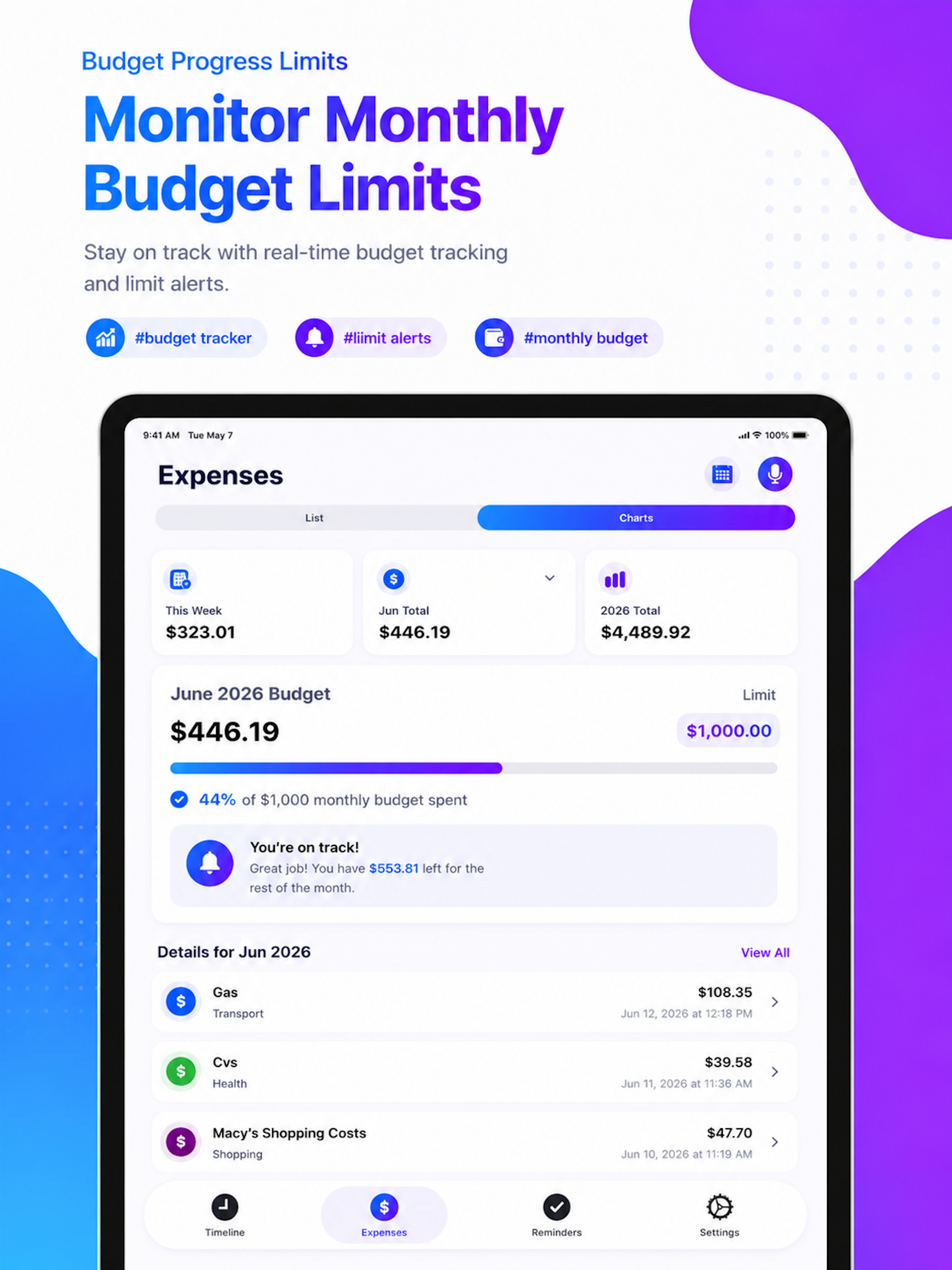 Spokn: Expenses & Reminders