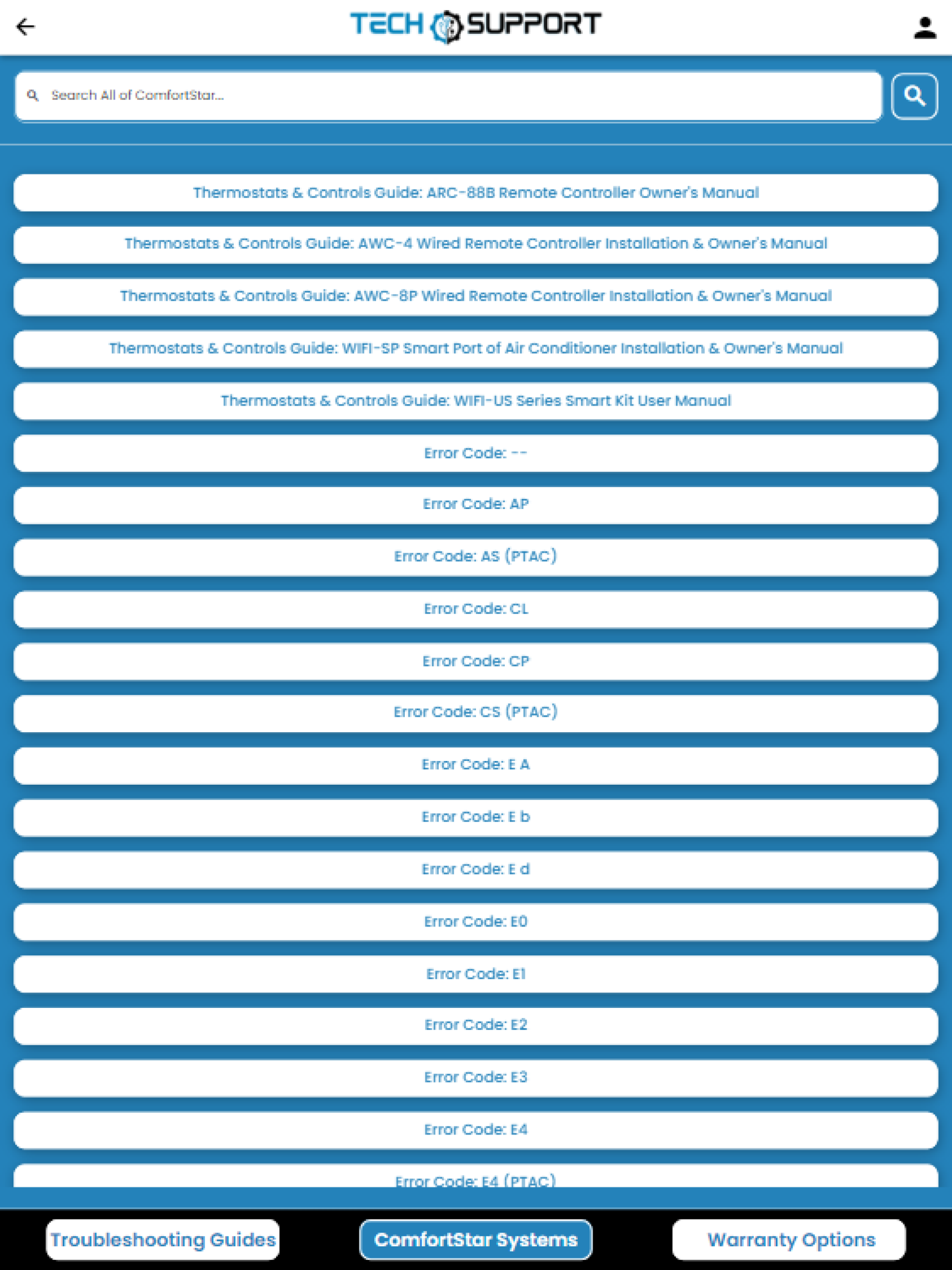 ComfortStar Tech Support