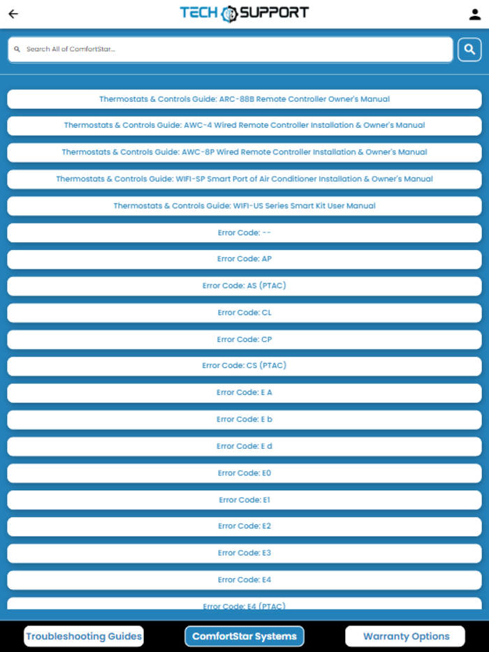 ComfortStar Tech Support