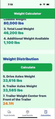 Truck weight scale calculator screenshot