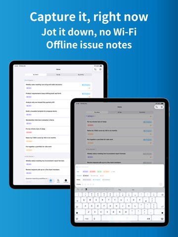 Personal Work Issue Tracker iPad screenshot