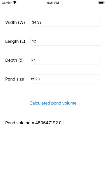 PondDimensionCapacity