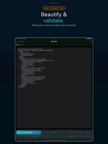 XML Viewer: Editor & Formatter iPad screenshot