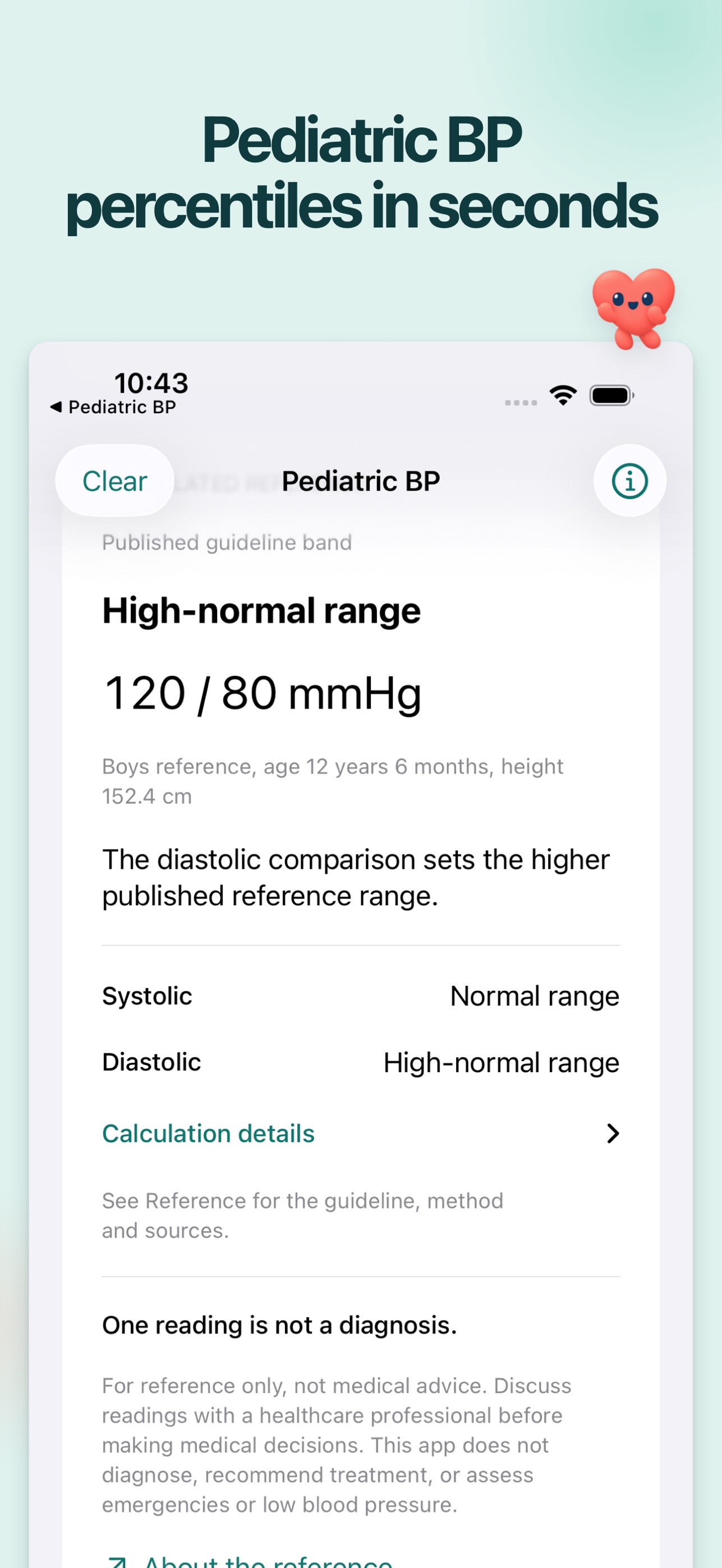 Screenshot 1 of Pediatric BP Reference