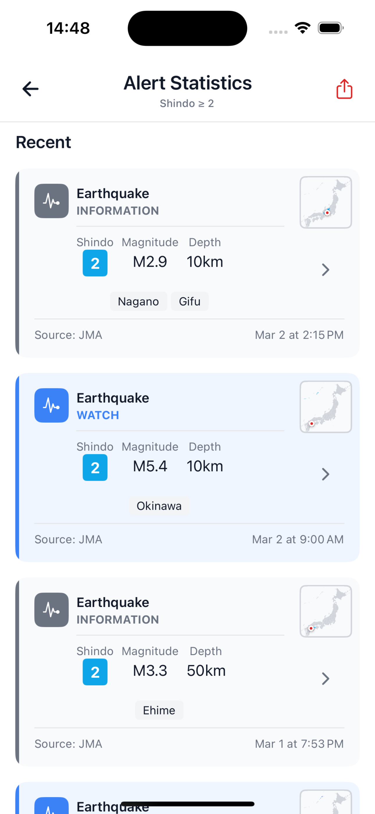 Japan Alerts - Earthquake