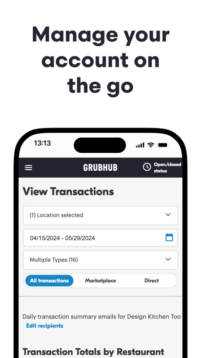 Grubhub for Restaurants Screenshot