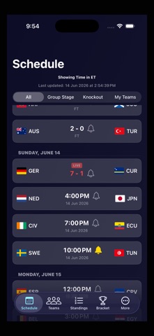 Kora Pro: Teams & Matches iPhone screenshot