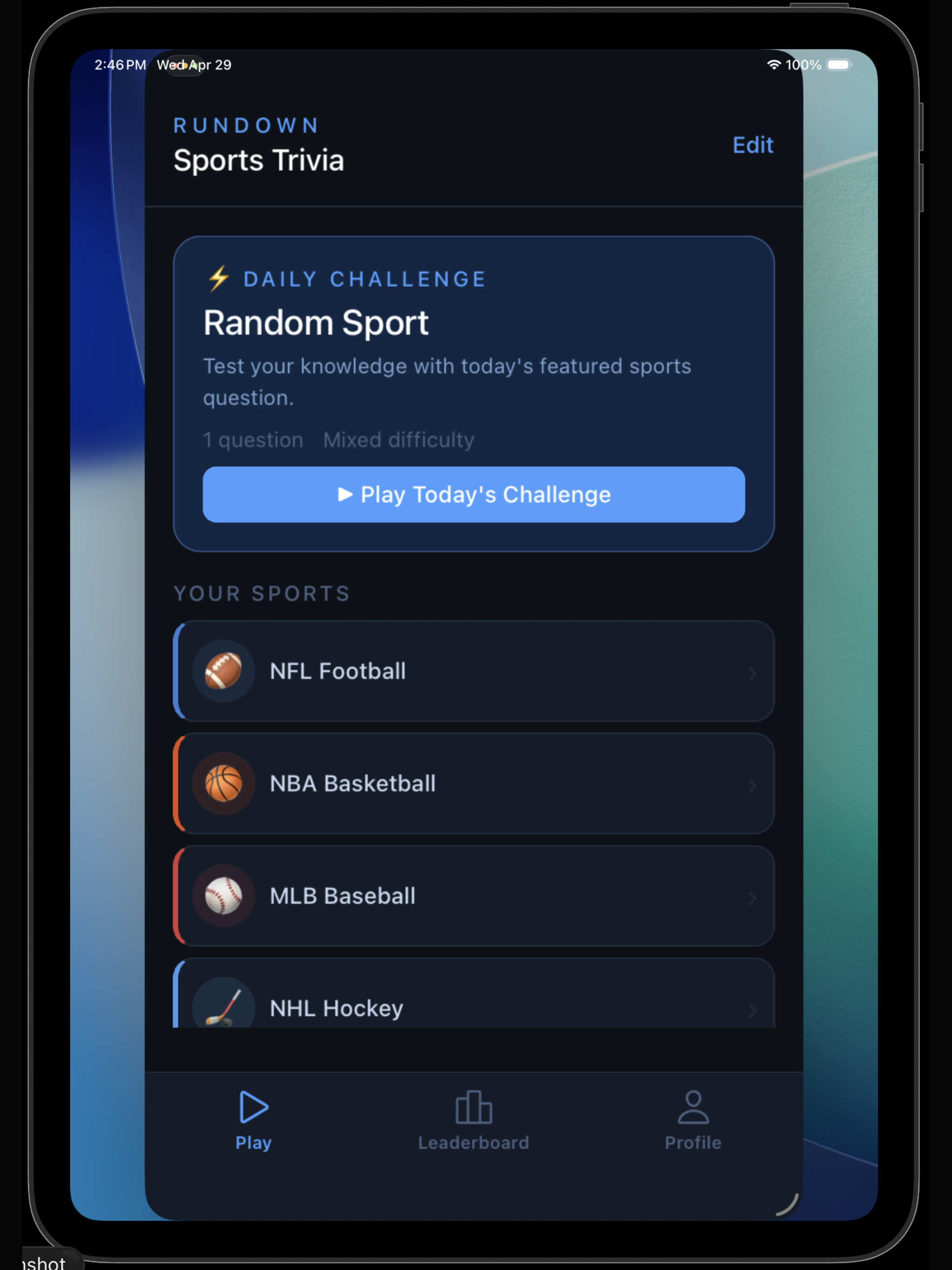 Rundown Sports Trivia