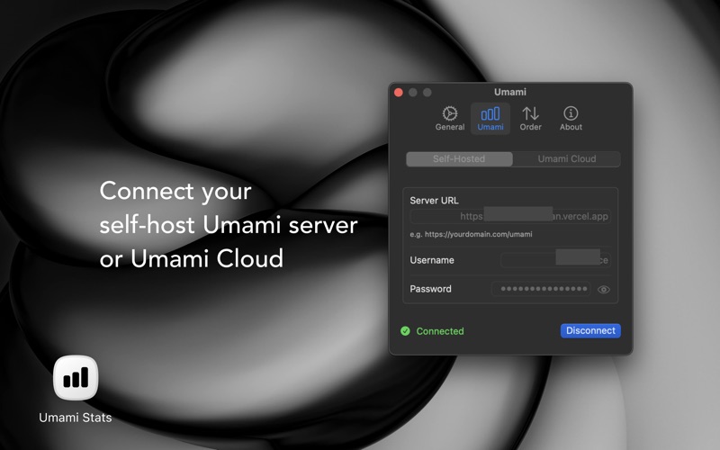 Umami Analytics: Menubar Stats screenshot