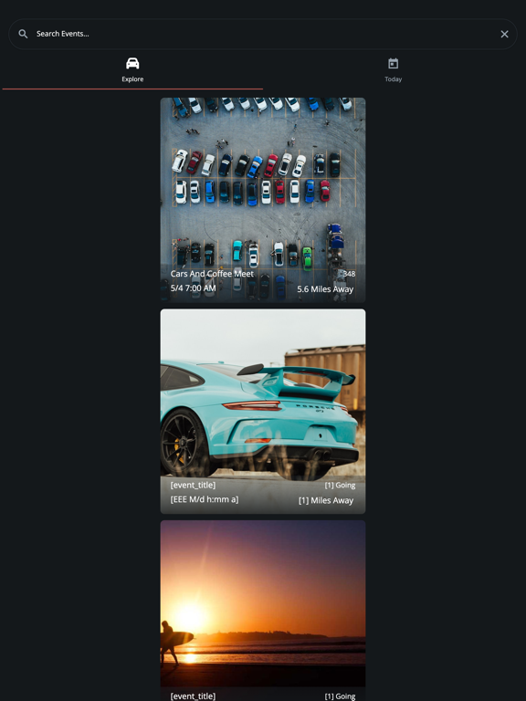 Ryvve: Car Meets & Events iPad screenshot 2 - Travel app