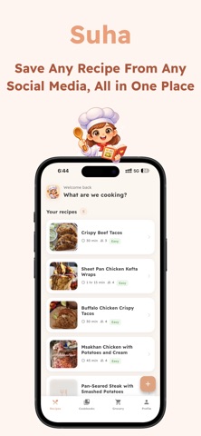 Suha: AI Recipes Organizer iPhone screenshot
