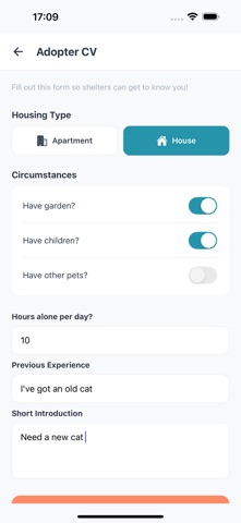 ResQ animal adoption iPhone screenshot