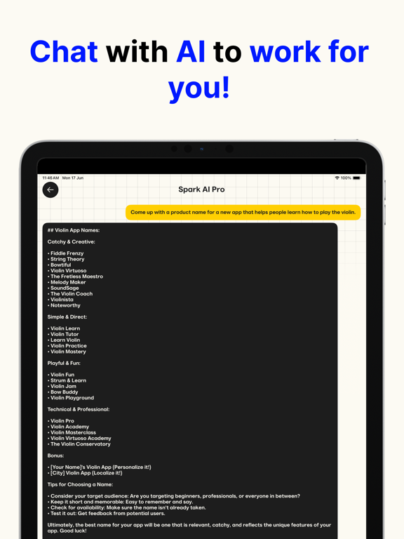 SparkAI - Ask AI & Image iPad screenshot 2 - Productivity app