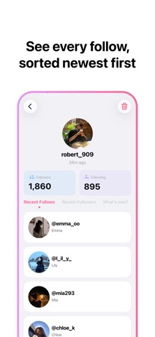 Peekly - Recent Follow Tracker iPhone screenshot