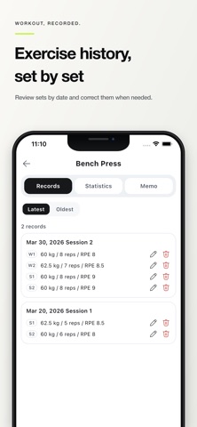 BYRECORD: Minimal Workout Log Screenshot 5 of 8