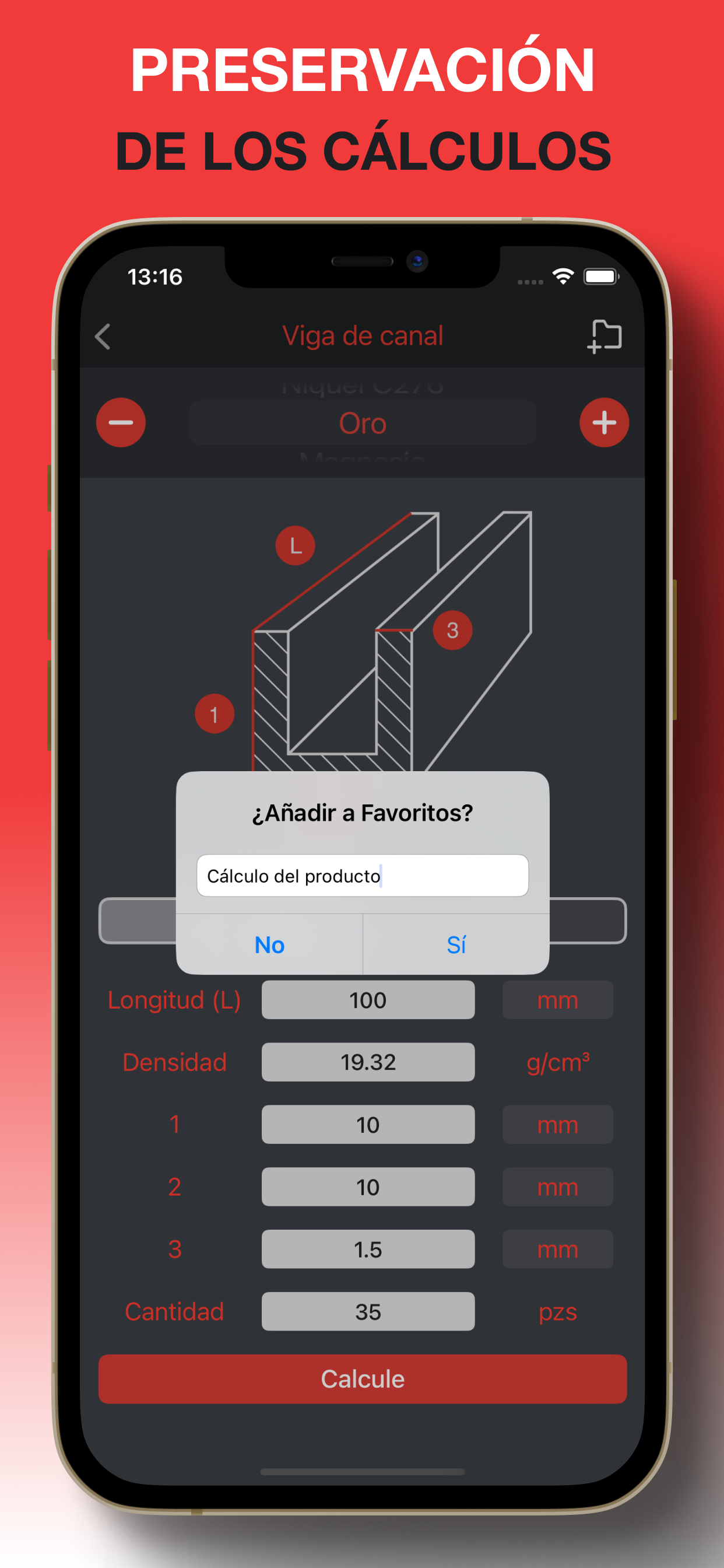 Calculadora de peso metálico