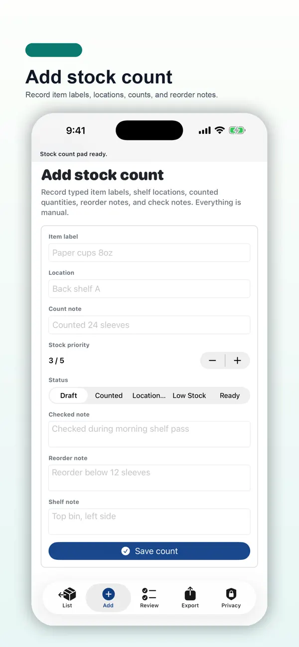 Screenshot #2 pour Manual Stock Count Pad