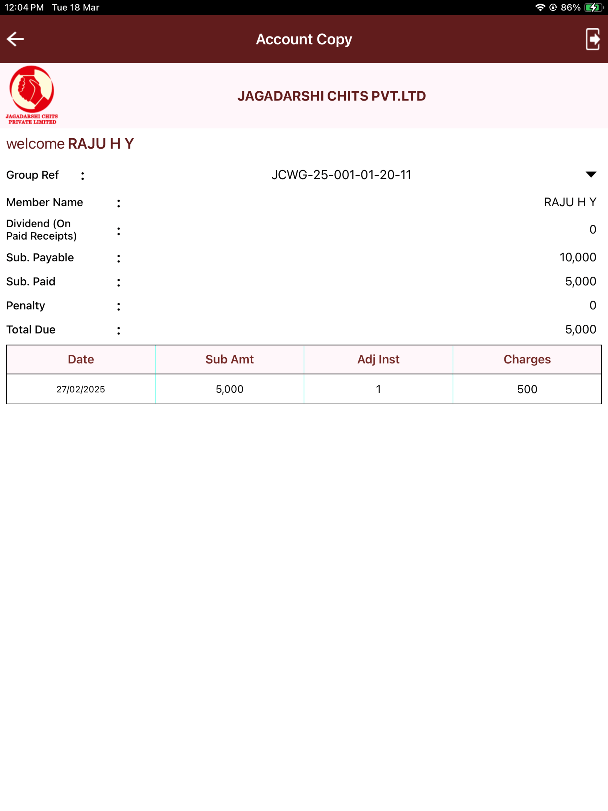 Jagadarshi Chits Member Module screenshot 9