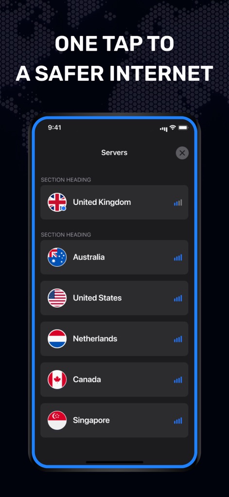 VPN Sunrise - This tool offers a wide selection of global server locations, each clearly indicated by country flags and signal strength, allowing users to navigate with ease.