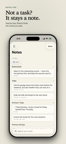 Offhand: Voice To Do & Notes iPhone screenshot