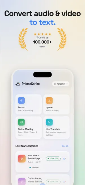 PrismaScribe: Voice to text AI screenshot 1