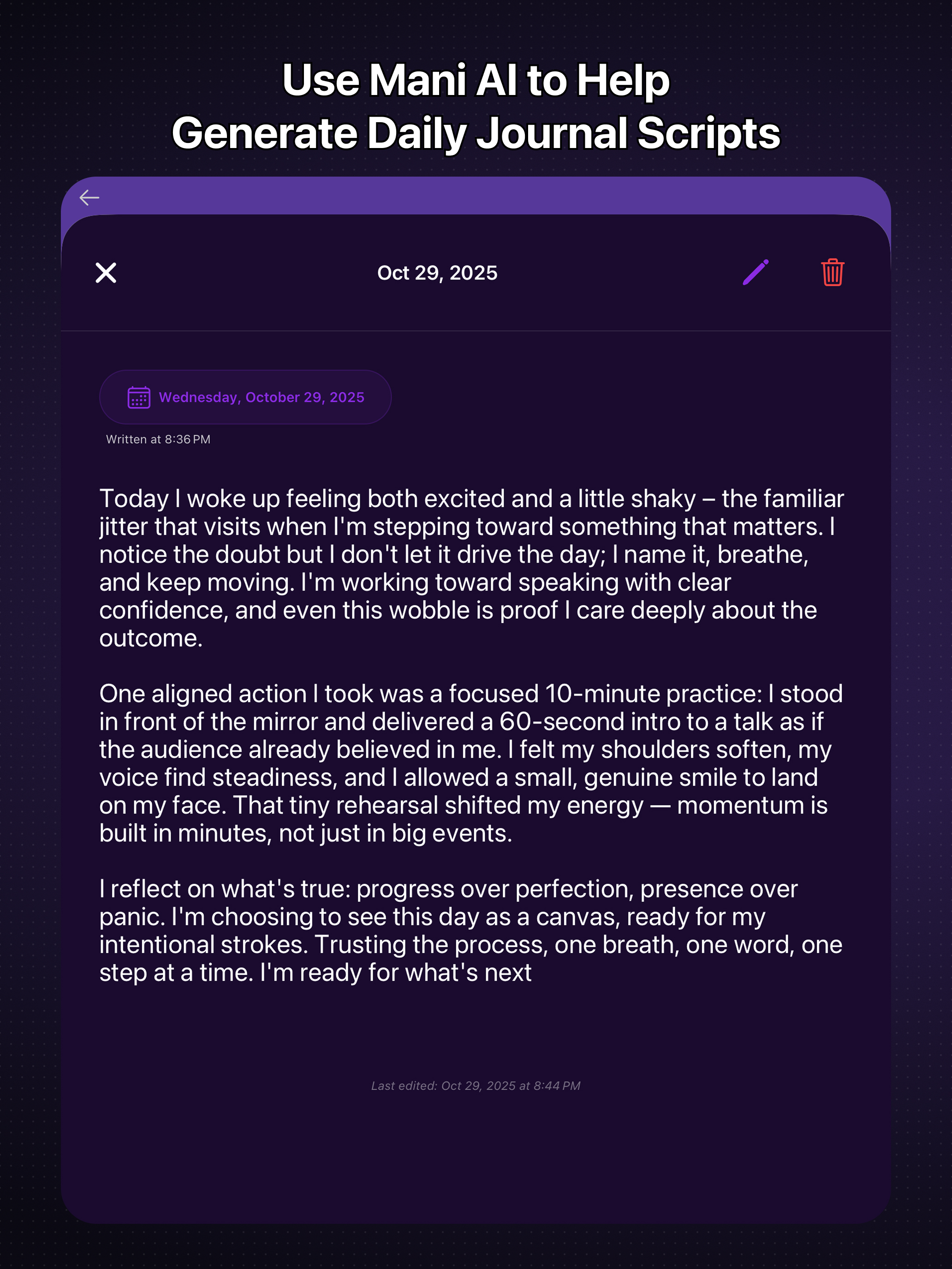 Mani: AI Manifestation Journal