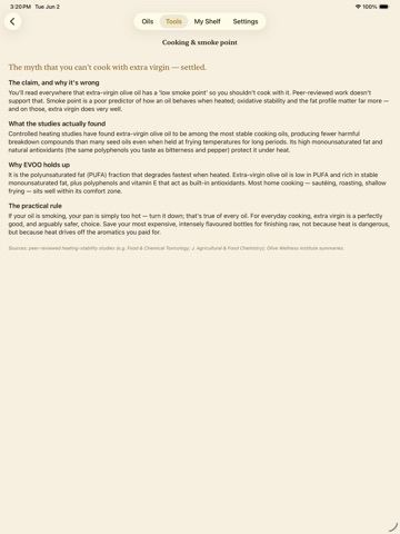 OliveOilGuide iPad screenshot