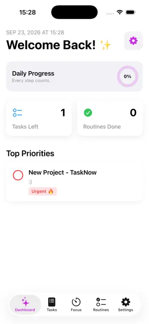 TaskNow - Daily Task Planner screenshot 1