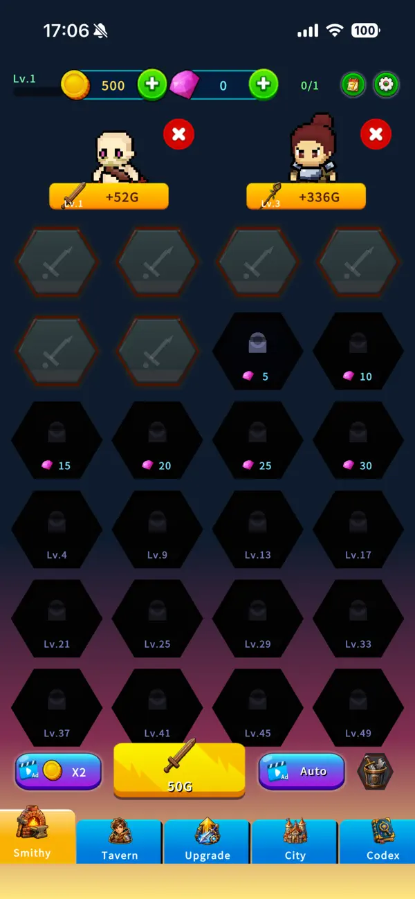 #1. Merge Blacksmith Idle (iOS) By: Keecon