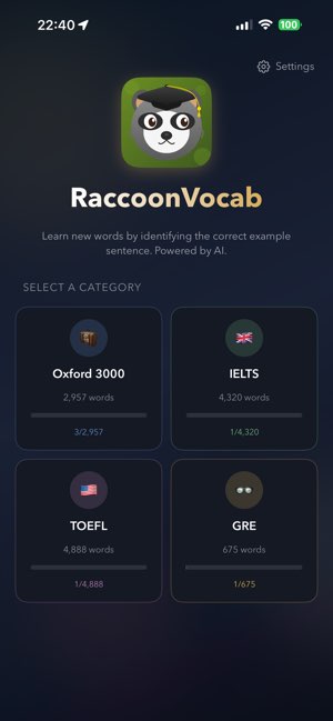 Raccoon Vocabulary screenshot 1