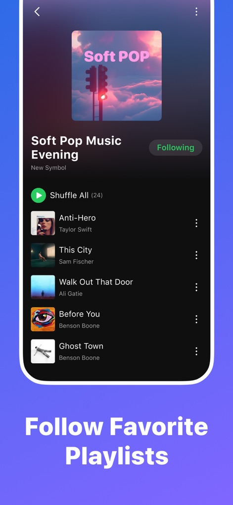 Offline Music & MP3 Player - Users can delve into curated playlists with a clear tracklist view and easily follow their 'Favorite Playlists' for ongoing enjoyment.
