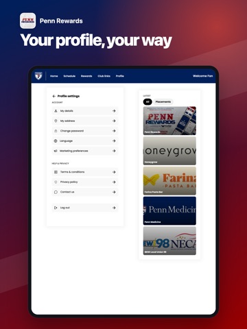 Penn Athletics Rewards iPad screenshot