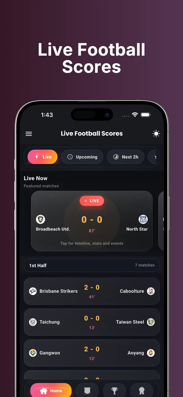 Screenshot #1 pour KickNow: Live Football Scores