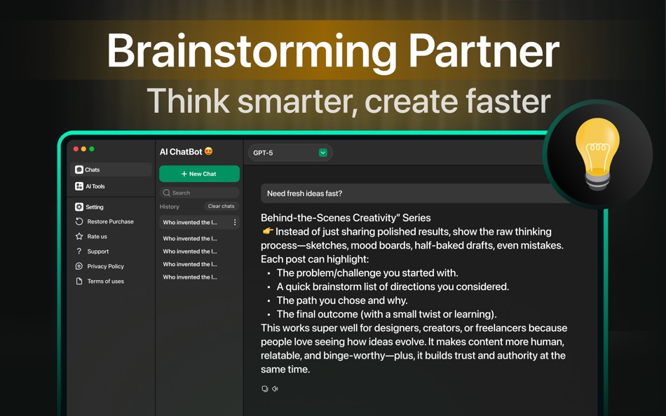 #5. Chatbot AI Ask Chat Assistant (macOS) 由: Rehana Yasmeen