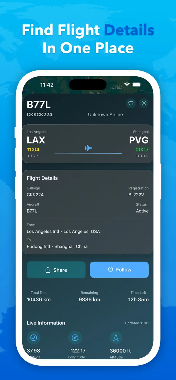 Screenshot #2 pour Fly Seek - Live Flight Tracker
