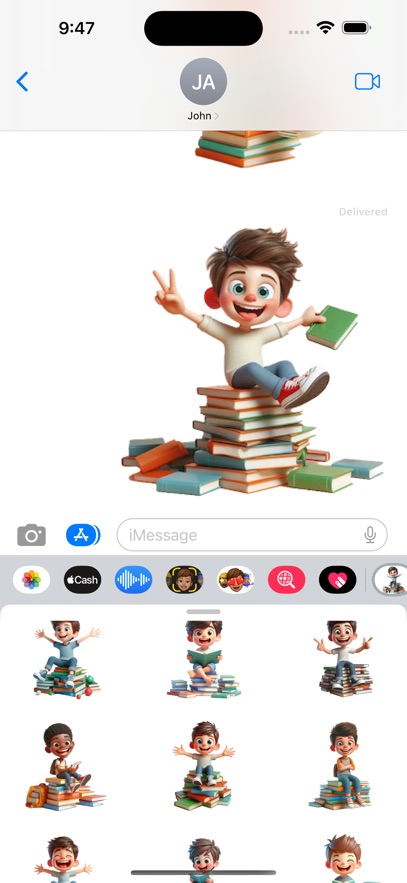 Pile of Books Boy Stickers