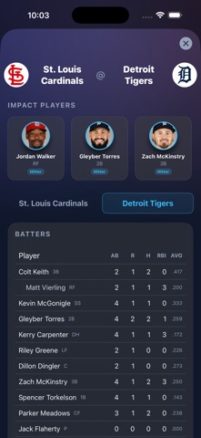 Baseball League Live Scores screenshot