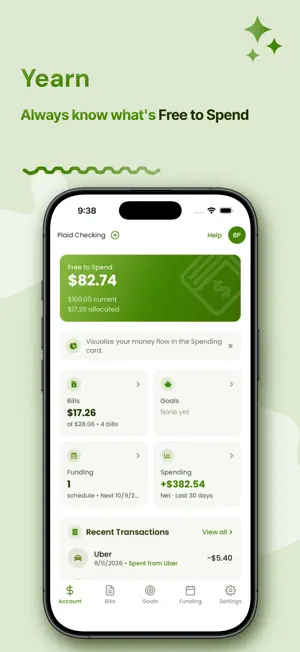 Yearn: Paycheck Budget Planner screenshot 1