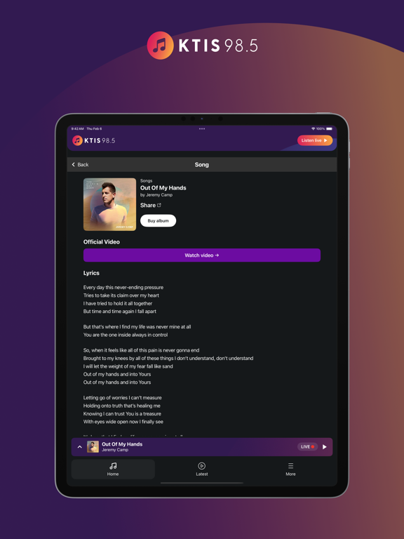 98.5 KTIS iPad screenshot 5 - Music app