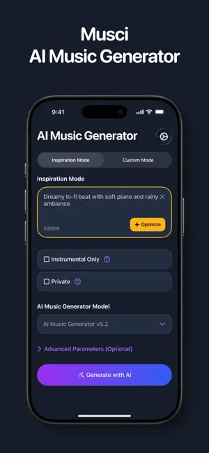 Musci - AI Music Generator screenshot 1